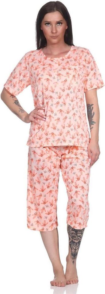Damen Pyjama 2 teiliger Schlafanzug Hausanzug 3/4 Sommer; Aprikose/M/38