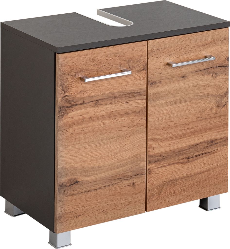 Held Möbel Unterbeckenschrank Paris 60 cm graphitgrau/Wotaneiche