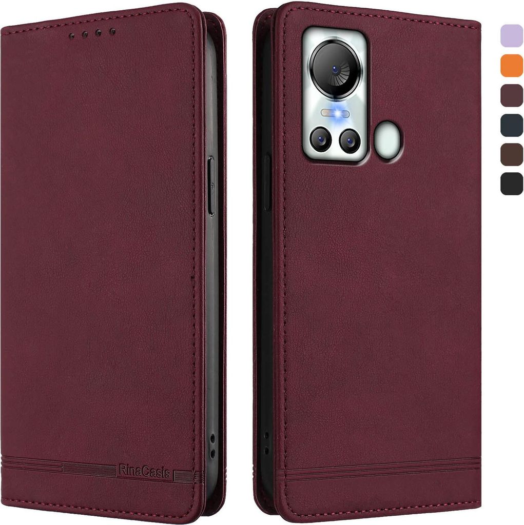 Hülle für itel S18/itel Vision 5, Retro Kunstleder Ständer Klapphülle mit Kartenfächer und Magnetische Rot