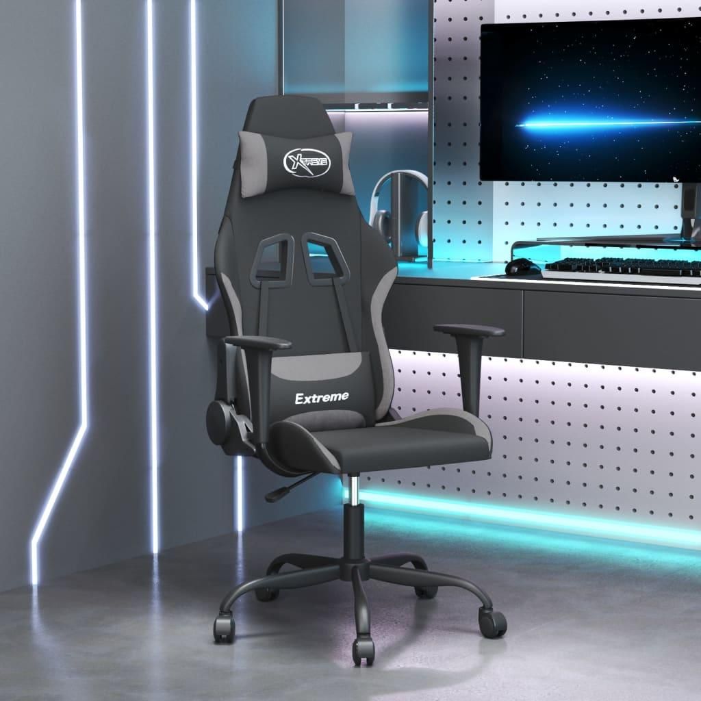 Eleganten-Stil Gaming-Stuhl Schwarz und Hellgrau Stoff - Bürostühle Hommie8067351 1parcel