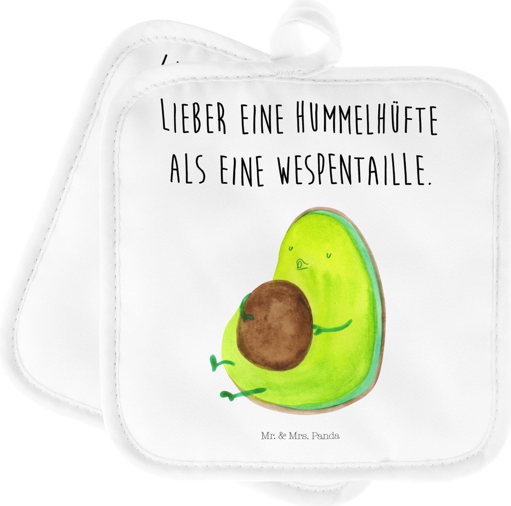 Mr. & Mrs. Panda Topflappen Avocado Pfeifen - Weiß - Geschenk, Diät, Vegan, Abnehmen, Ofenlappen, Kochlappen, Ernährung, topfhalter, Topfunterse...