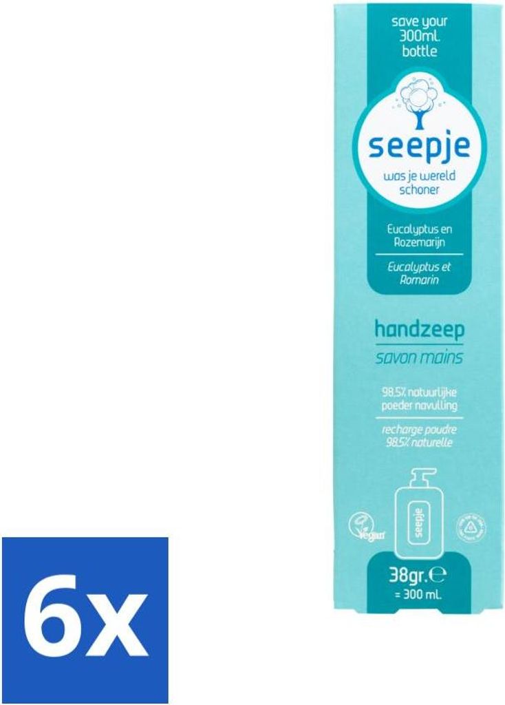 Seife - Handseife - Natürlicher Duft & Pflege - Eukalyptus und Rosmarin - Nachfüllpackung - 34 g - Vorteilspack - 6 Stücke