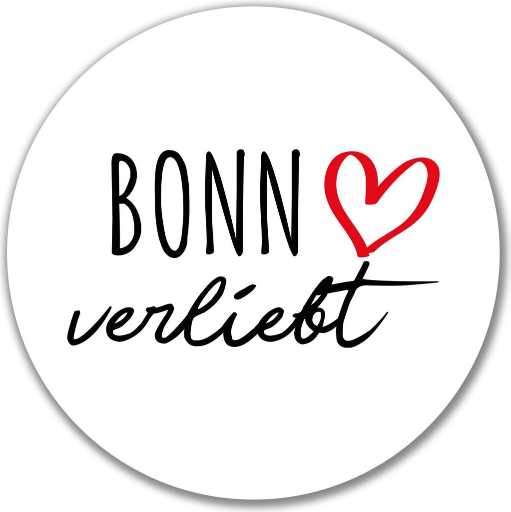Huuraa Aufkleber Bonn verliebt 10cm rund Sticker Geschenkidee
