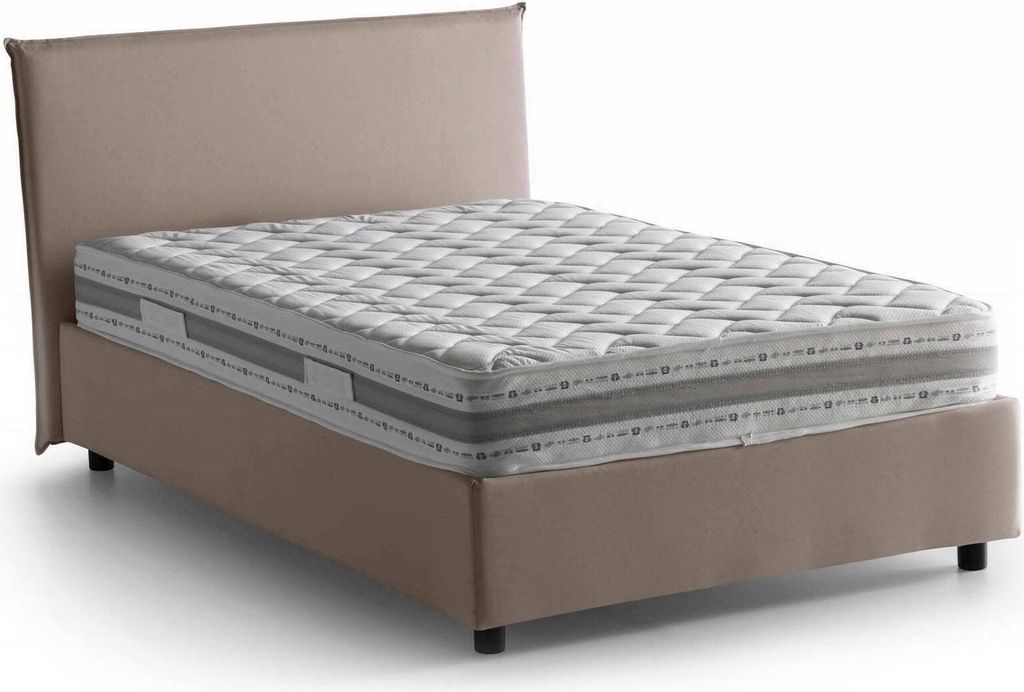 Quadratisches und halbes Bett Daceret, Containerbett mit Stoffbespannung, 100% Italy, Frontöffnung, inklusive Matratze Cm 120x190, Turteltaube