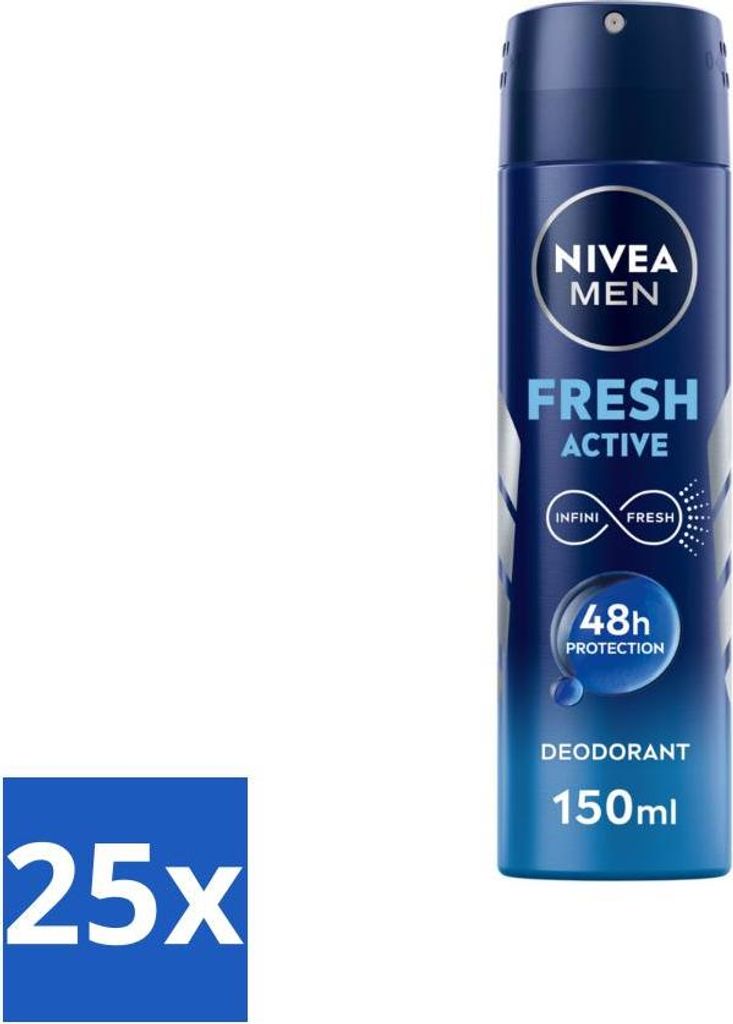 NIVEA MEN - Deodorant Spray - Frische Aktiv - 150 ml - Vorteilspack - 25 Stücke