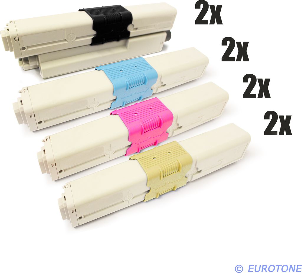 8x Eurotone Toner Alternative für OKI 44973536 Black Schwarz / 44973535 Blau Cyan / 44973534 Rot Magenta / 44973533 Gelb Yellow