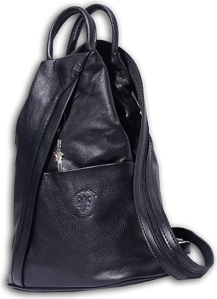 Florence echtes Leder Tasche Damen Rucksack schwarz 26x10x32 inklusive Italienanhänger D2OTF604S
