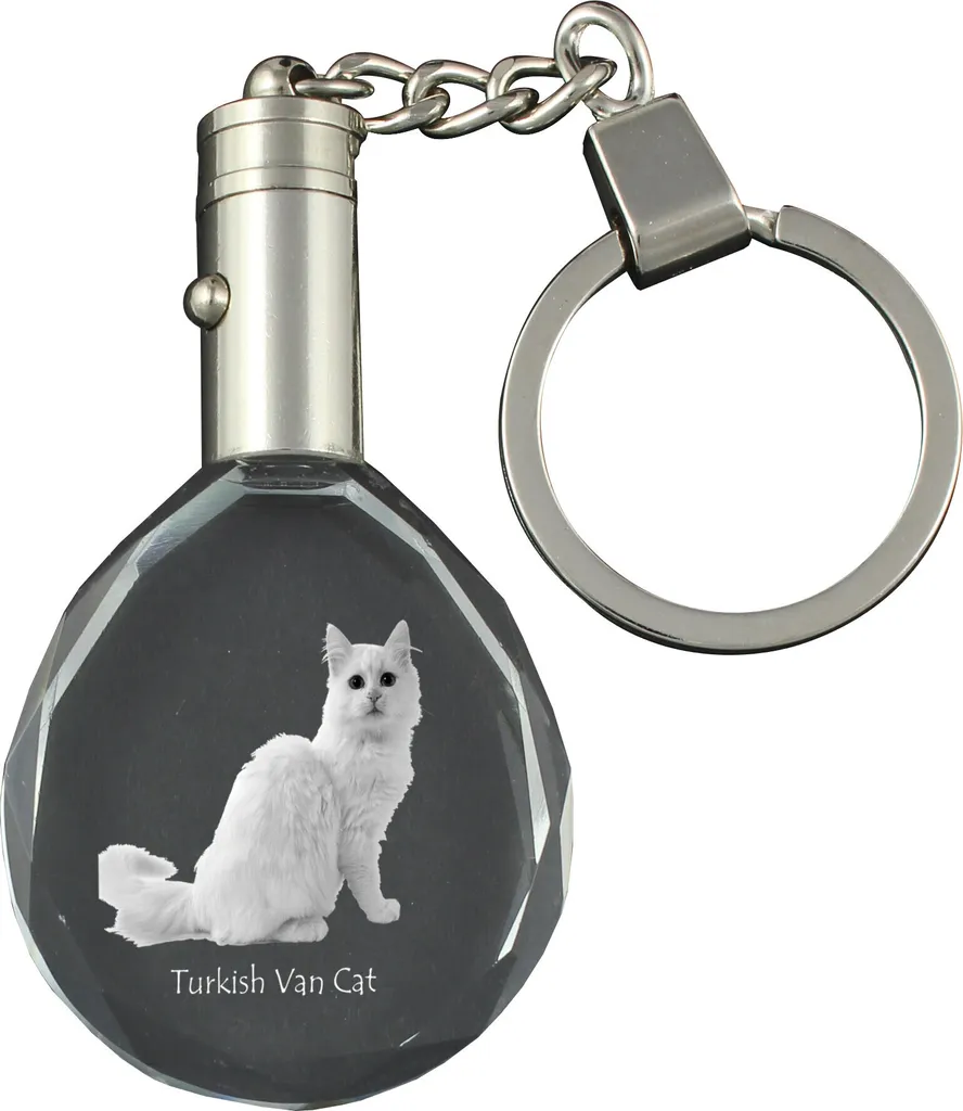 Miglior Regalo Amanti Gatti - Portachiavi Cristallo Turco Van Art-Dog