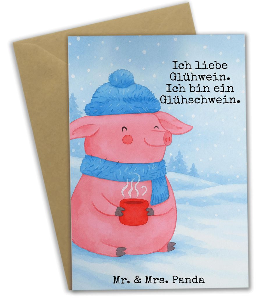 Mr. & Mrs. Panda babykarte Schwein Glühwein Design - Weiß - Geschenk, glückwunschkarten, Punsch, osterkarte, Weihnachten, osterkarten, einladung...