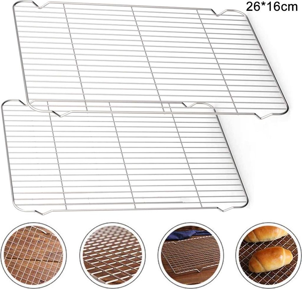 A collage of images showing cooling racks and baked goods.