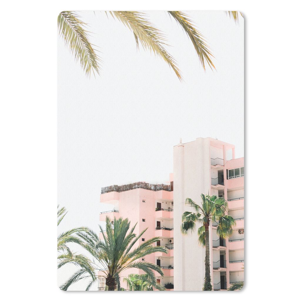 MuchoWow Mauspad Mousepad Palmen - Hotel - Rosa - Weiß 40x60 cm - Mousepads - Maus Mat - Pad - Mausunterlage - Schreibtisch Accesoire