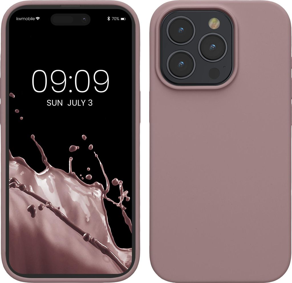 kwmobile Handyhülle für iPhone 15 Pro Hülle, für iPhone 15 Pro Case - Hülle Silikon - kabelloses Laden - Nude Lilac