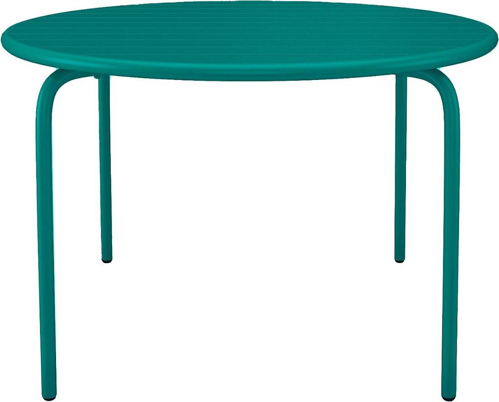 Gartentisch rund 110 cm aus Metall - Meeresblau - MIRMANDE Produktbild 