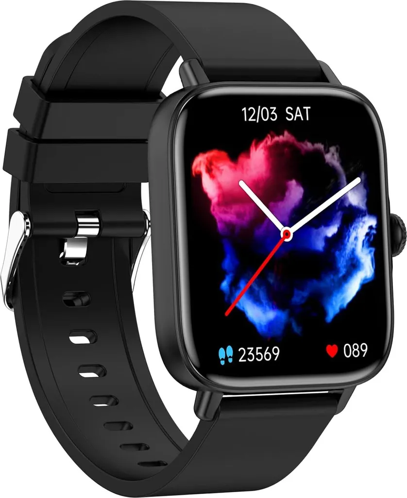 Uomini donne Smartwatch, 1,70 pollici Bluetooth chiamata sport cardiofrequenzimetro sonno contacalorie impermeabile cronometro condiviso Android IOS
