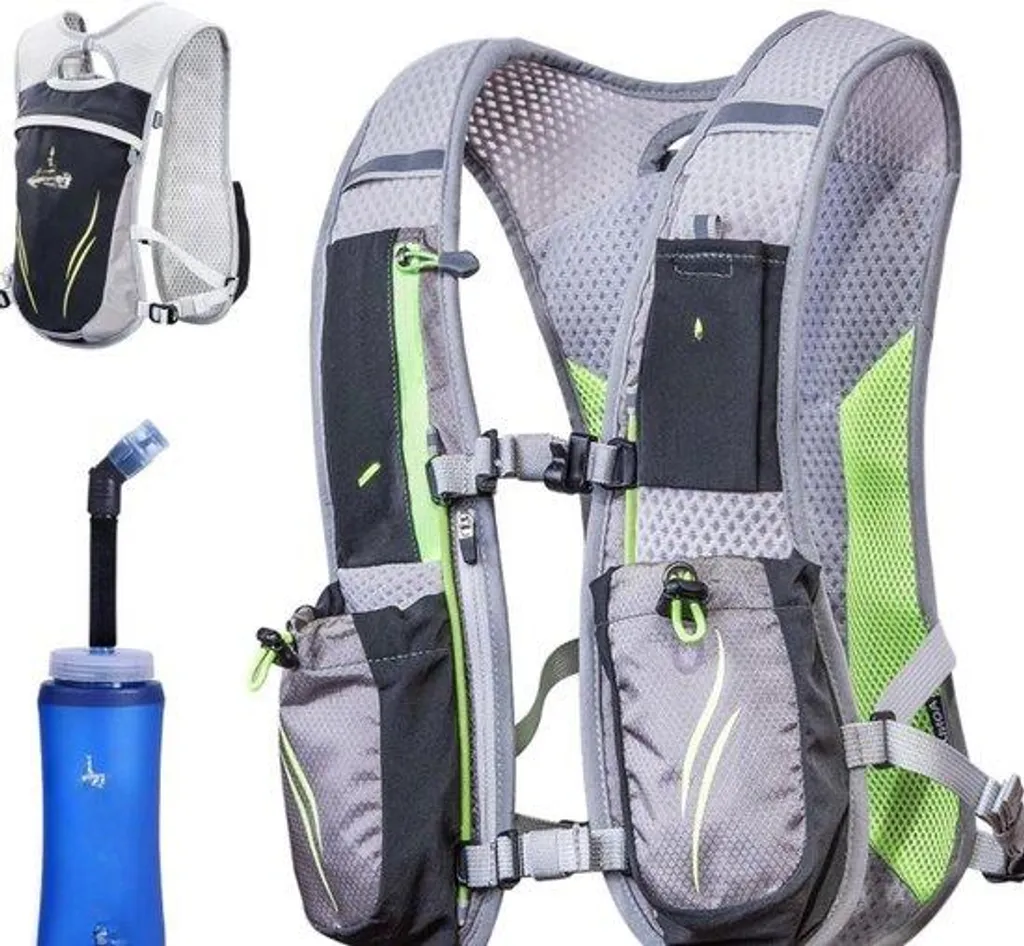 Sac à dos d'hydratation 5.5L gris pour cyclisme et randonnée avec flasque