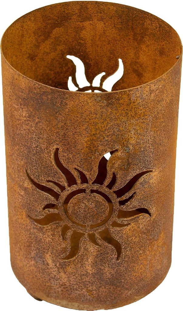 Edelrost Windlicht Sonne 24 cm hoch - Rost Leuchter rostige Metall Gartendeko