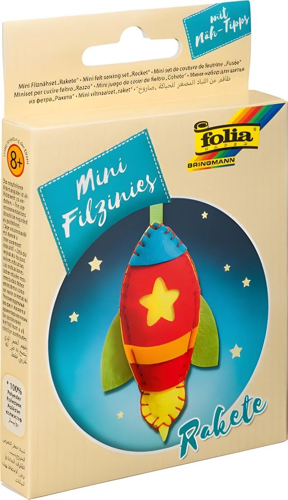 folia Mini Filz-Nähset "Filzinies" 9-teilig Rakete Produktbild 