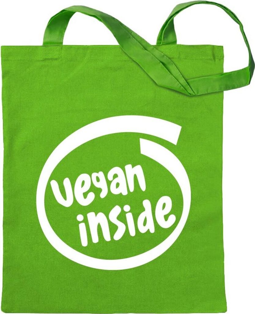 Kiwistar - Baumwolltasche - hellgrün - vegan Inside - Tragetasche Stoffbeutel Umhängetasche Langer Henkel