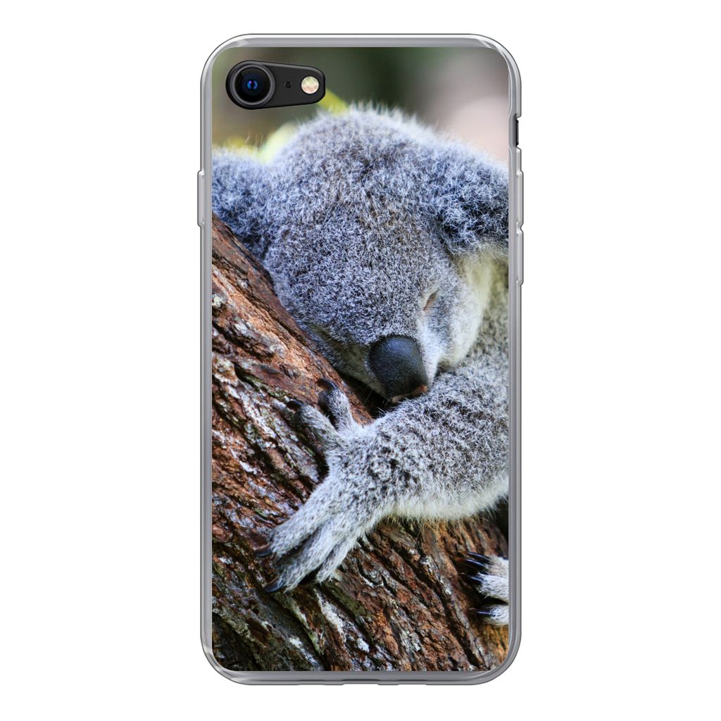 MuchoWow Handyhülle Schutzhülle Hülle für iPhone SE 2022 Koala - Baum - Schlaf - Kinder - Jungen - Mädchen Silikon Softcase Handy Hülle - S...