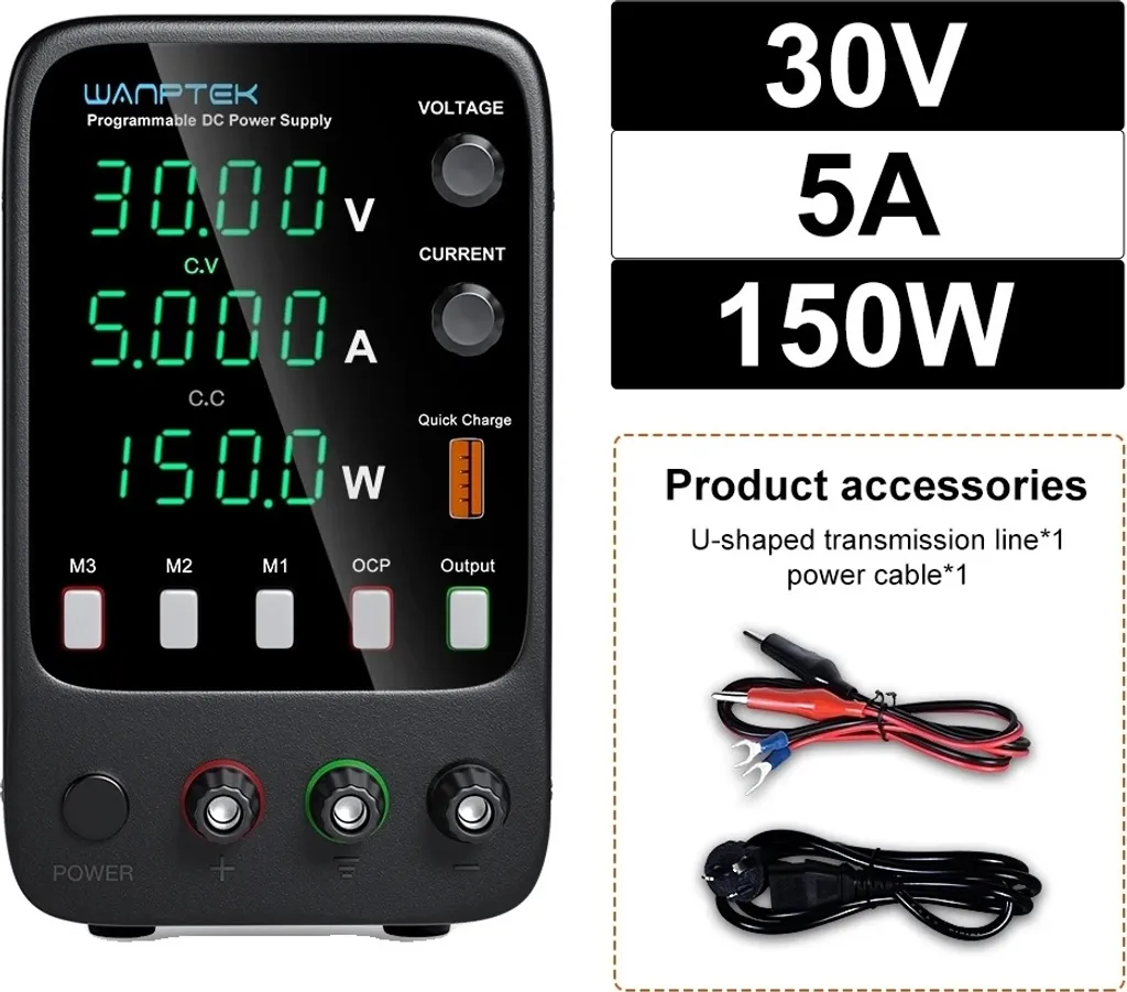 Alimentation 30V 5A programmable avec affichage LED haute résolution