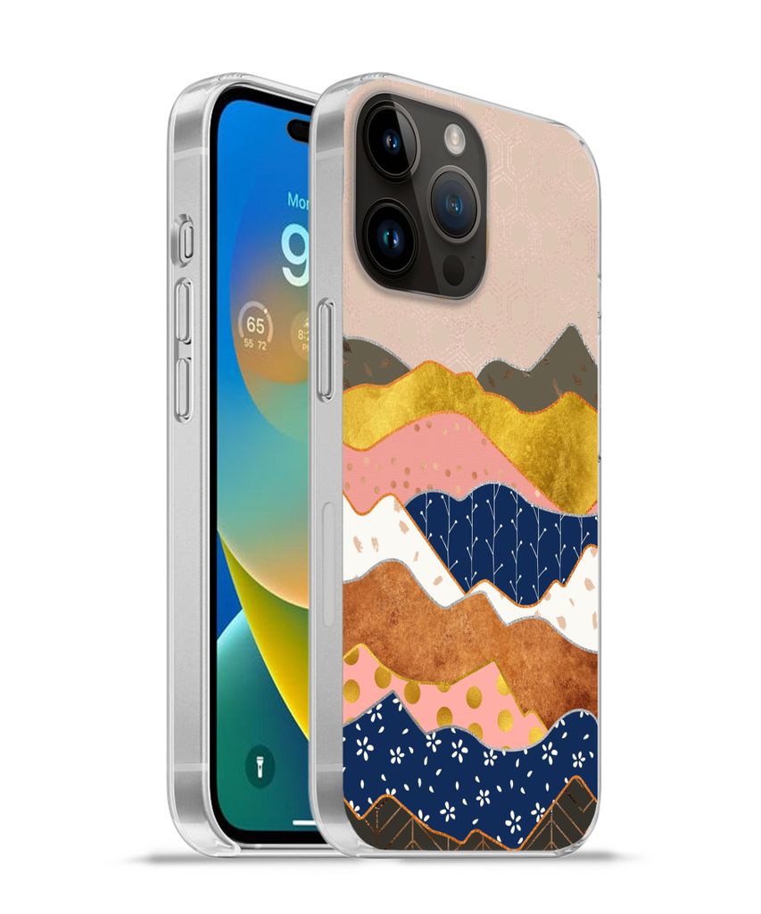 MuchoWow Handyhülle Schutzhülle Hülle für Apple iPhone 14 Pro Max Gold - Pastell - Muster Silikon Softcase Handy Hülle - Hardcover
