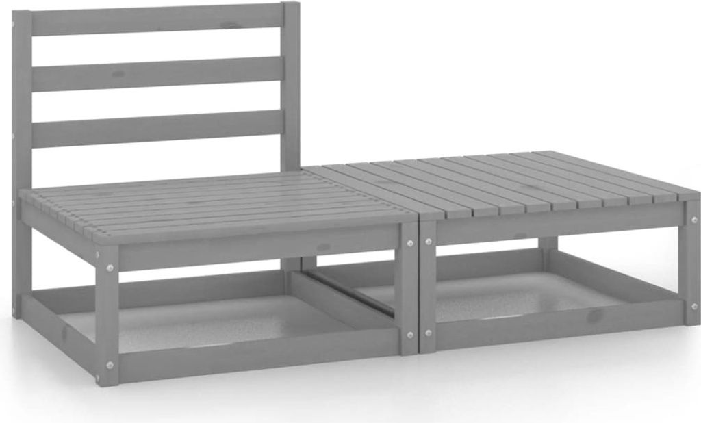Möbel 2-tlg. Garten-Lounge-Set Grau Kiefer Massivholz - Balkonmöbel 805697