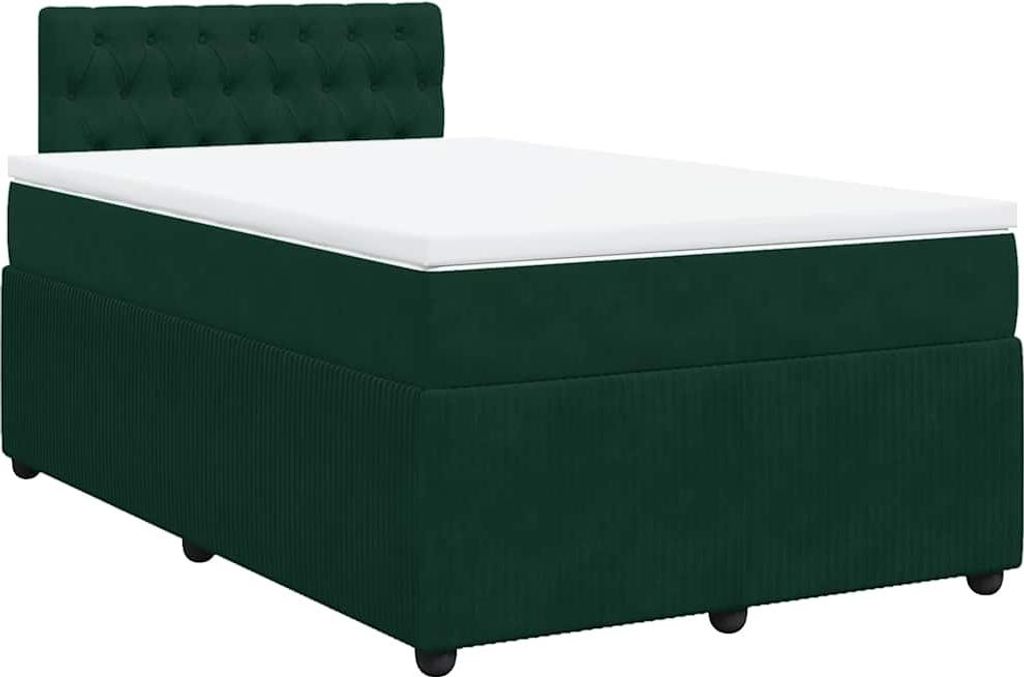 vidaXL Boxspringbett mit Matratze Dunkelgrün 120x190 cm Samt
