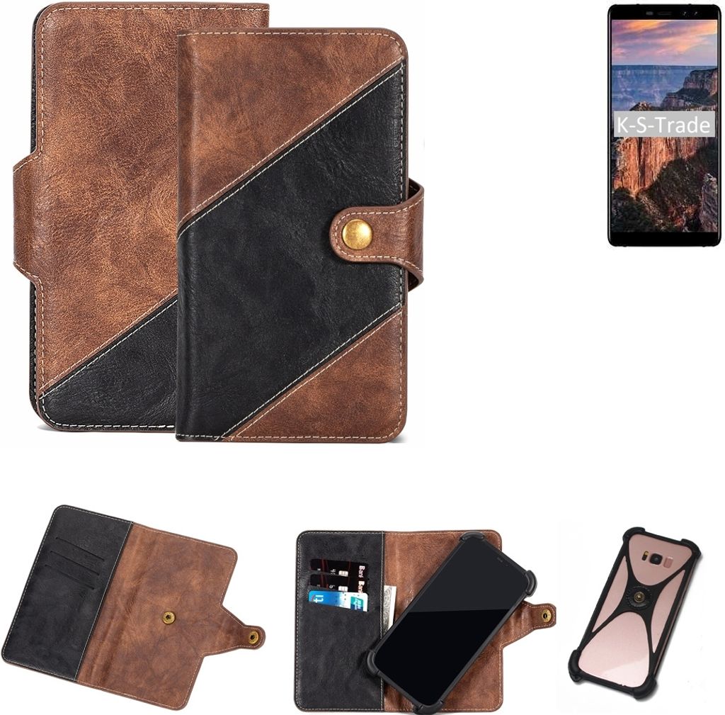 K-S-Trade Handy Hülle Schutz Hülle Schutzhülle Bookstyle Case kompatibel mit M-Horse Pure 1 Handy Cover Hülle Schutztasche 1x