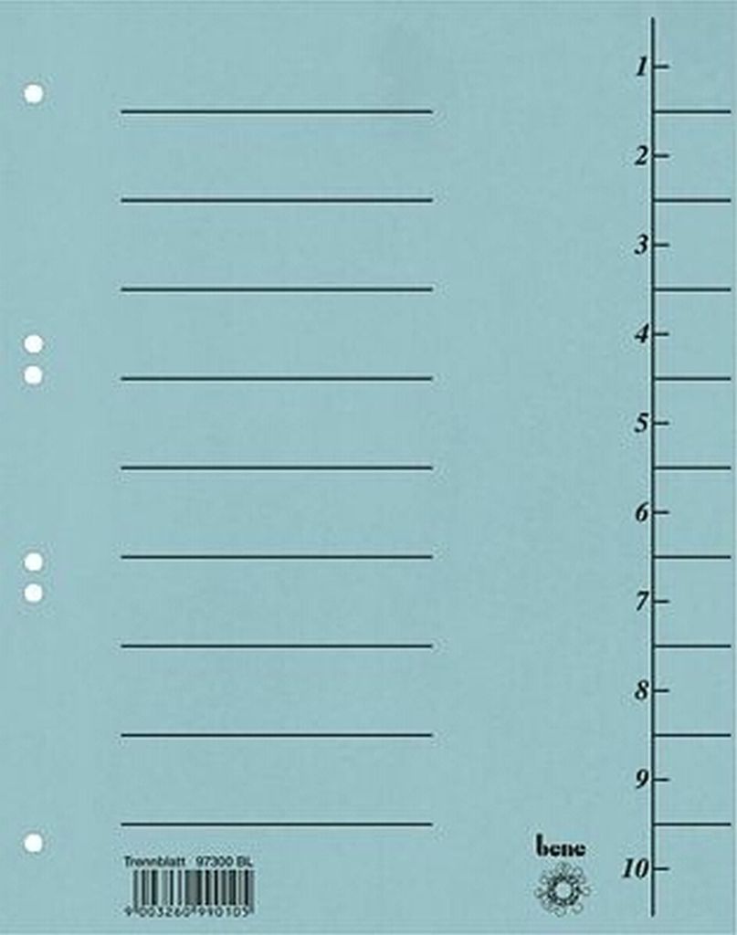 Trennblätter A4 250g/qm blau VE=10x100 Stück