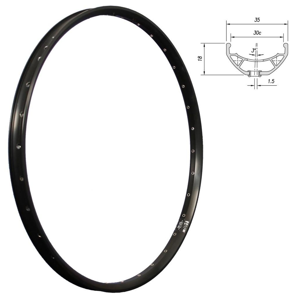 Fahrrad Felge 27,5 Zoll Mach1 Trucky 30 Hohlkammer Disc 32 Loch 584-30 schwarz