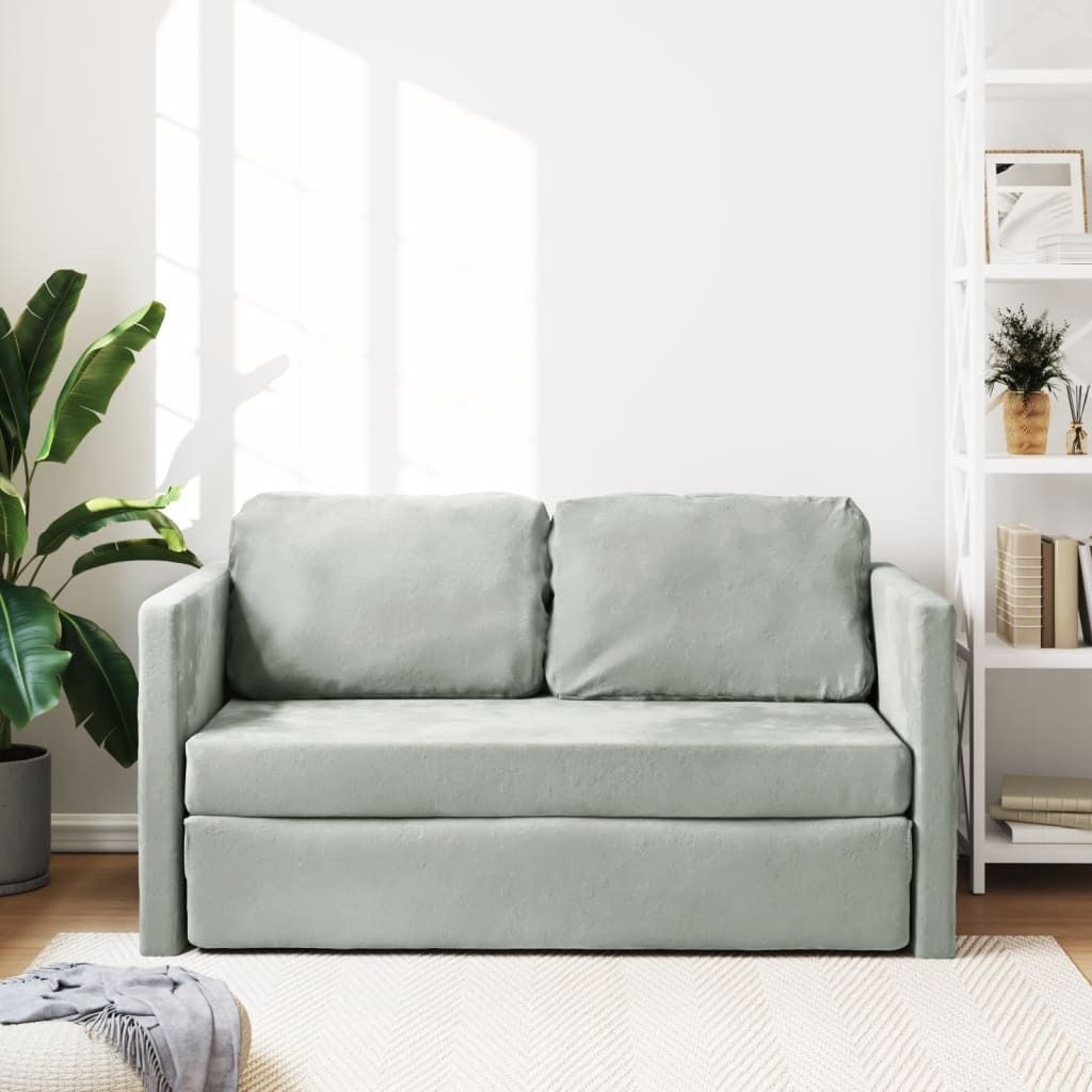 vidaXL Bodensofa mit Schlaffunktion Hellgrau 122x204x55 cm Produktbild 7