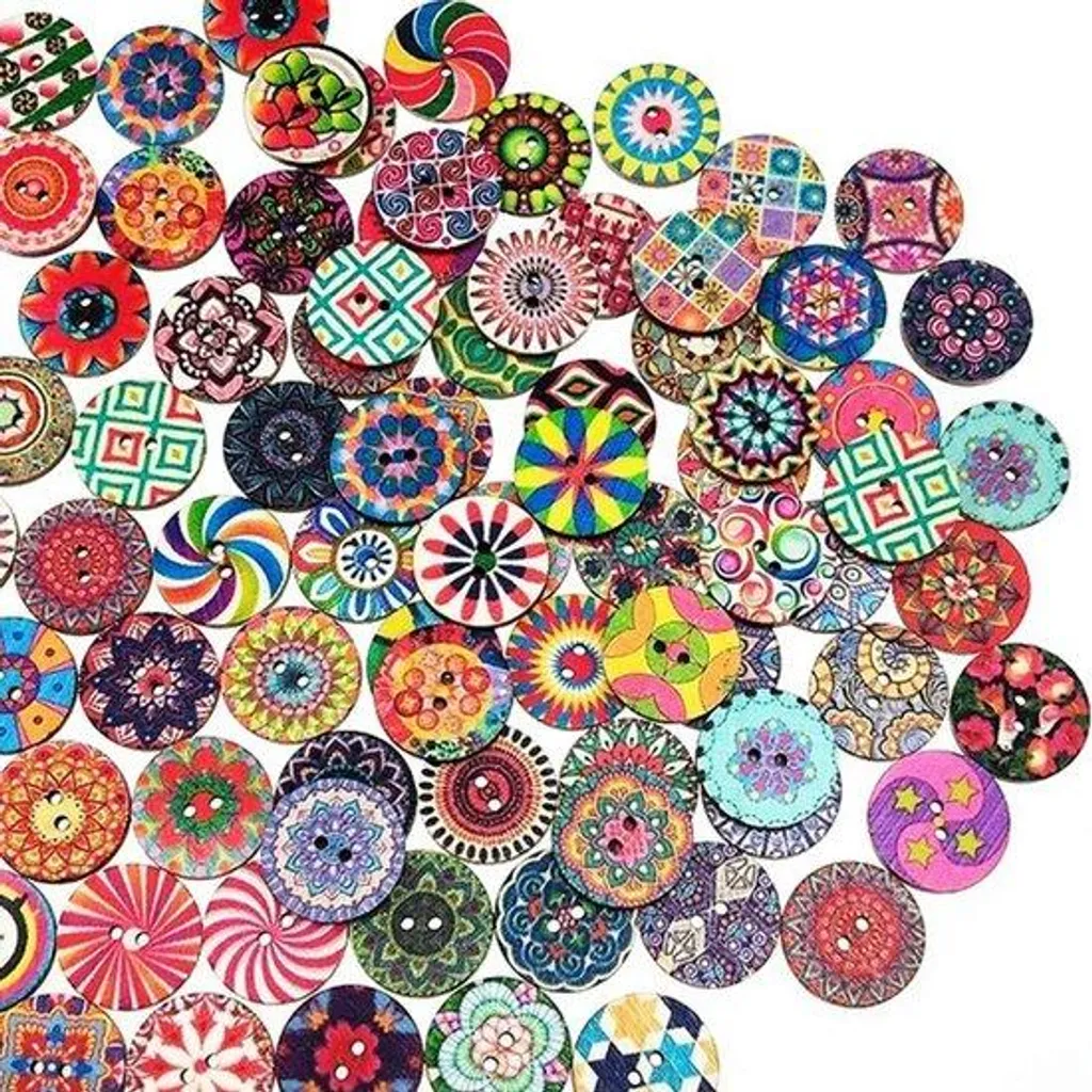 Boutons pour Enfants en Bois à Motifs - Pack de 200 Unités 15 et 20 mm