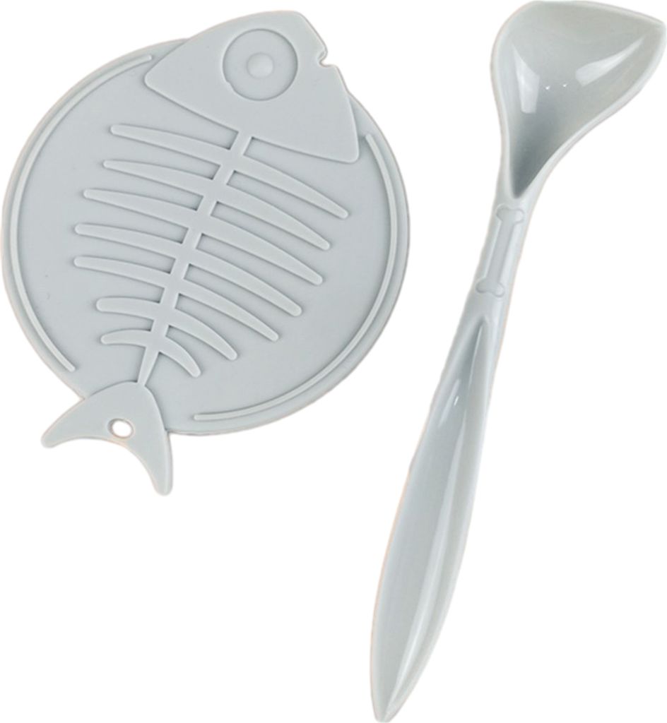 Deckel für Tierfutterdosen mit Löffel, fischgrätenförmiger Katzendosendeckel, frisch haltender Silikondeckel zur Aufbewahrung von Nassfutter f...