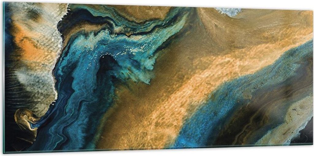 Bilder auf glas - Einteilig - Abstraktion verschüttet Gold - 120x50cm - Glasbilder - Wandbilder - Bilder - Wanddekoration aus Glas - Glas Bilder -...