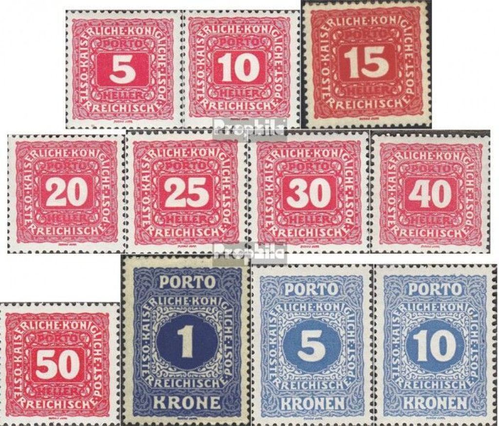 Briefmarken Österreich 1916 Mi P47-P57 (kompl.Ausg.) gestempelt Portomarken