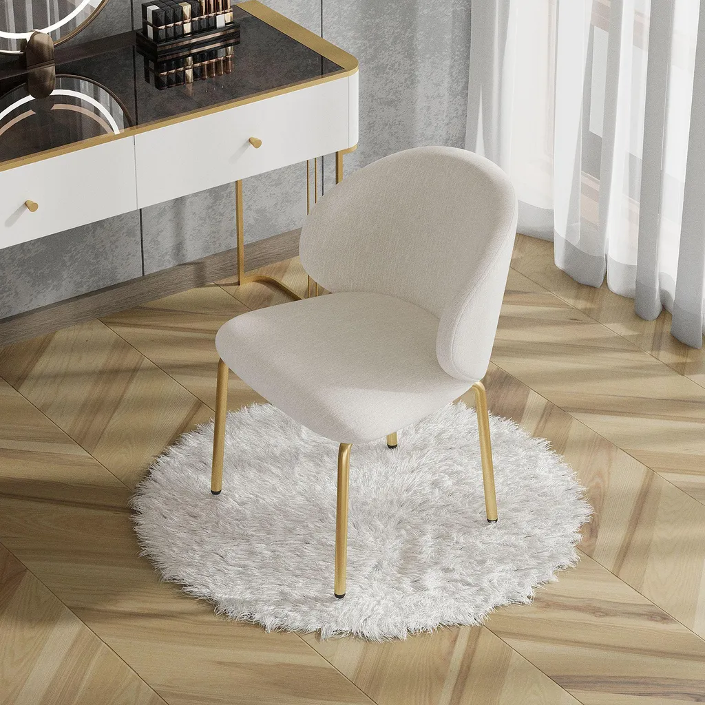 Sedie Merax Beige in Ciniglia e Gambe Oro - Eleganza per Sala da Pranzo