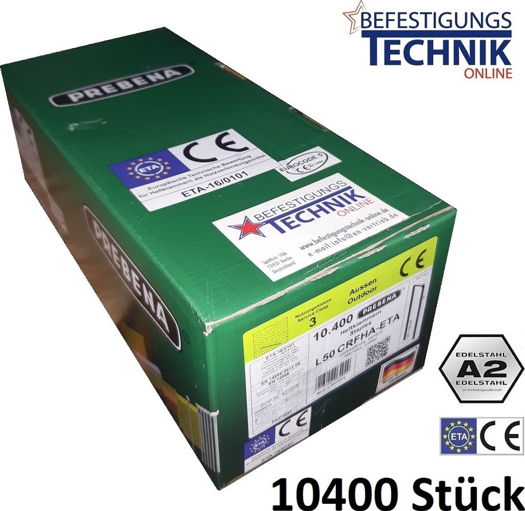 Prebena L Klammern L44CRFHA-ETA 44mm rostfrei G5562 Bostitch S5 S5765 Senco N 851 BEA 155 KL-26 10,4