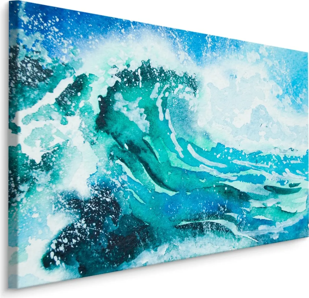 Favolosa carta da parati su tela 90x60 cm XXL stampa d'arte mare onde sole acquerello