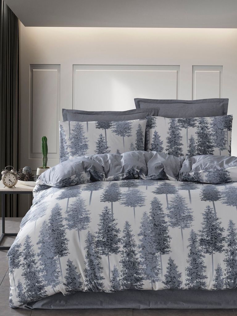 L'Essentiel Linge de Maison, Bettbezug-Set für Super-King-Size-Betten (FR), Forrest - Blue, 65 % BAUMWOLLE / 35 % POLYESTER, Blau, 260 x 220 cm