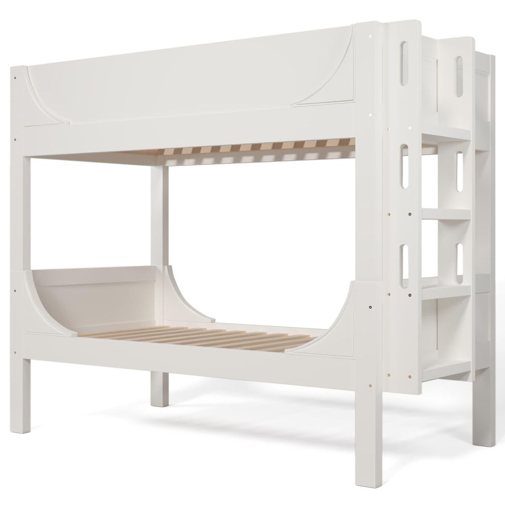 Trennbares Etagenbett 90x200cm mit Flexibel am Kopf-/Fußende montierbarer Leiter, Schlittenform-Design, Aus 1 Bett werden 2 Einzelbetten,EN747-1:2024