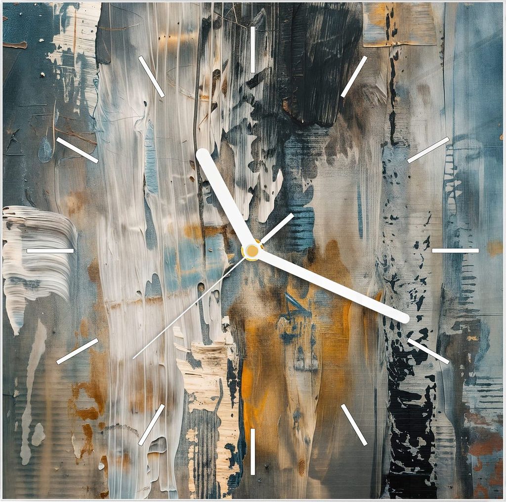 Wanduhr aus Glas mit Motiv Abstrakte Kunstwerke- 30 x 30 cm - inkl. Aufhängesystem
