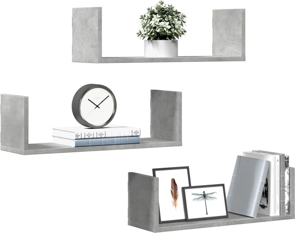 Maison Exclusive - Wandregale 3 Stk. Betongrau 58x18x18 cm Holzwerkstoff