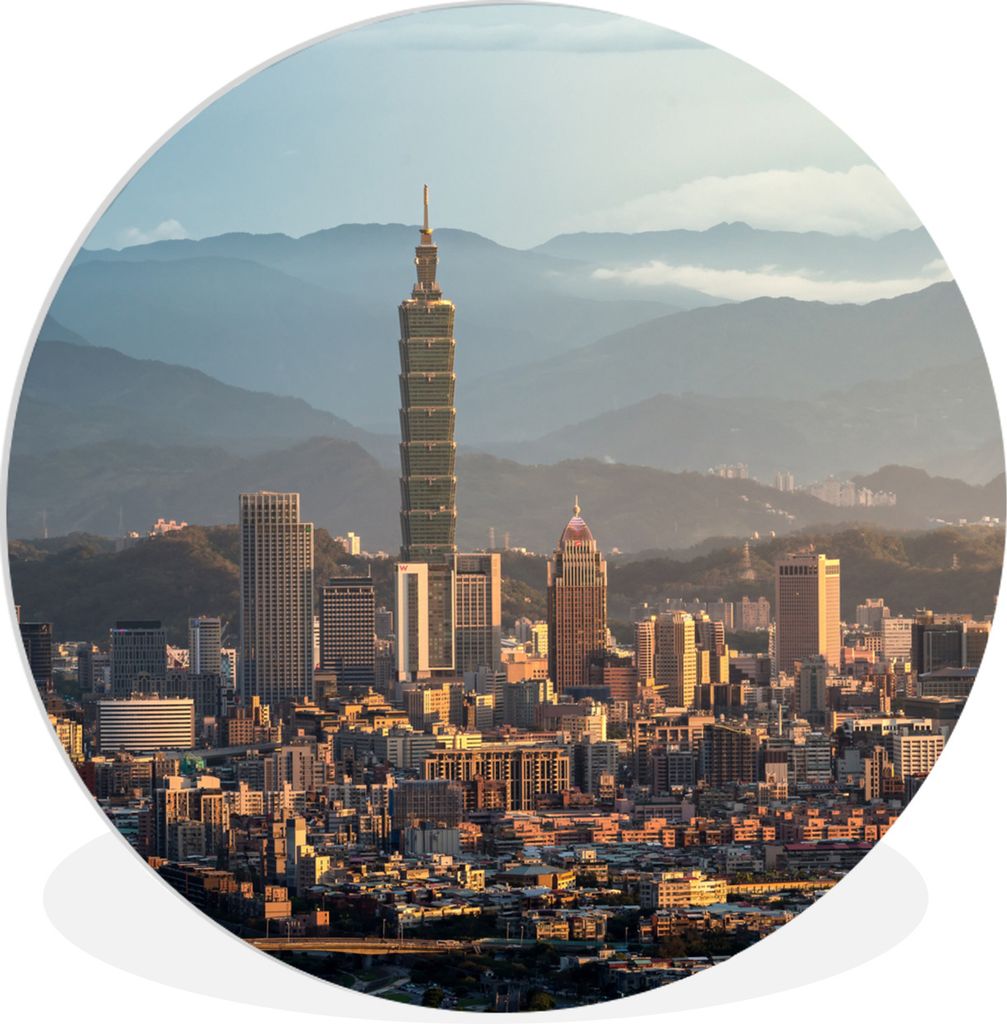 MuchoWow Rundes Wandbild - Runde Bilder Der taiwanesische Wolkenkratzer in der Stadt Taipeh am Nachmittag Ø 60 cm Kreis Wanddekoration Kunststof...