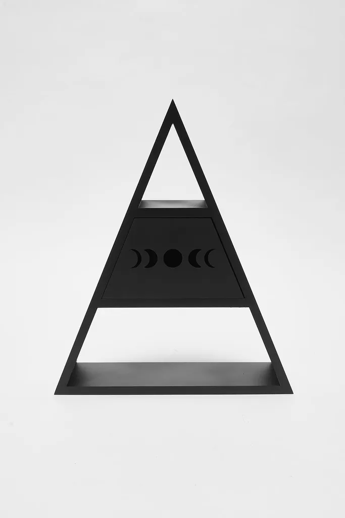KILLSTAR Regal Pyramide - Étagère Murale Gothique Noire en Bois 40cm