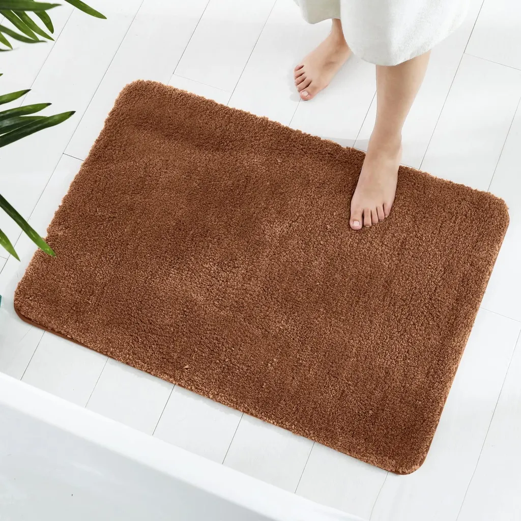 Tapis de douche antidérapant marron clair, microfibre douce 60x90cm