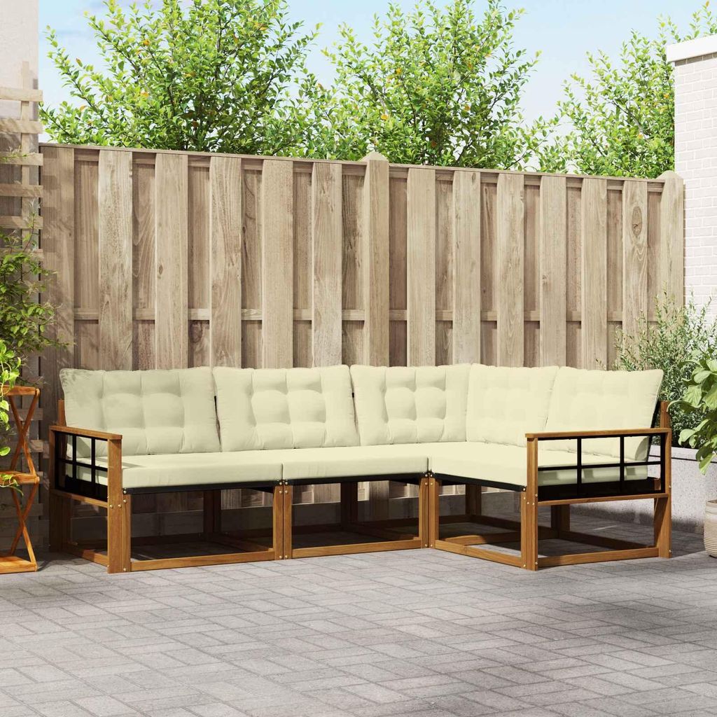 "Neues Produkt" Outdoor-Sofagarnitur ANTI-UV - CLORIS - mit Kissen - 4 pcs - Natur und Creme - Modern Gartensofas V766