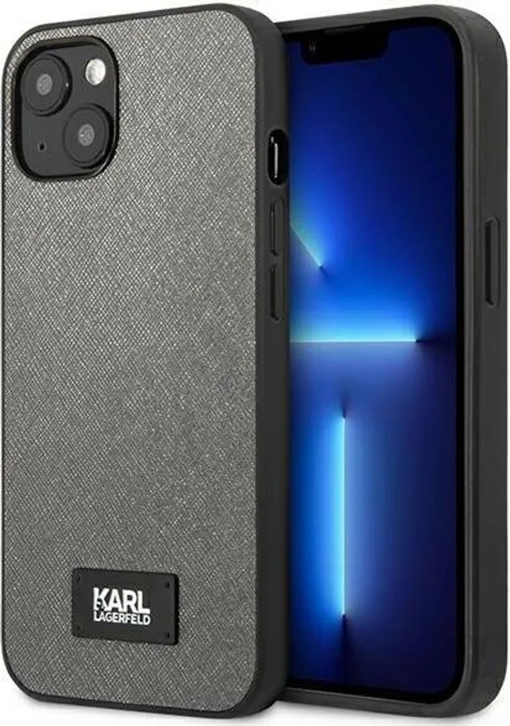 Cover iPhone 13 Mini Karl Lagerfeld Argento Saffiano | Hardcase Premium