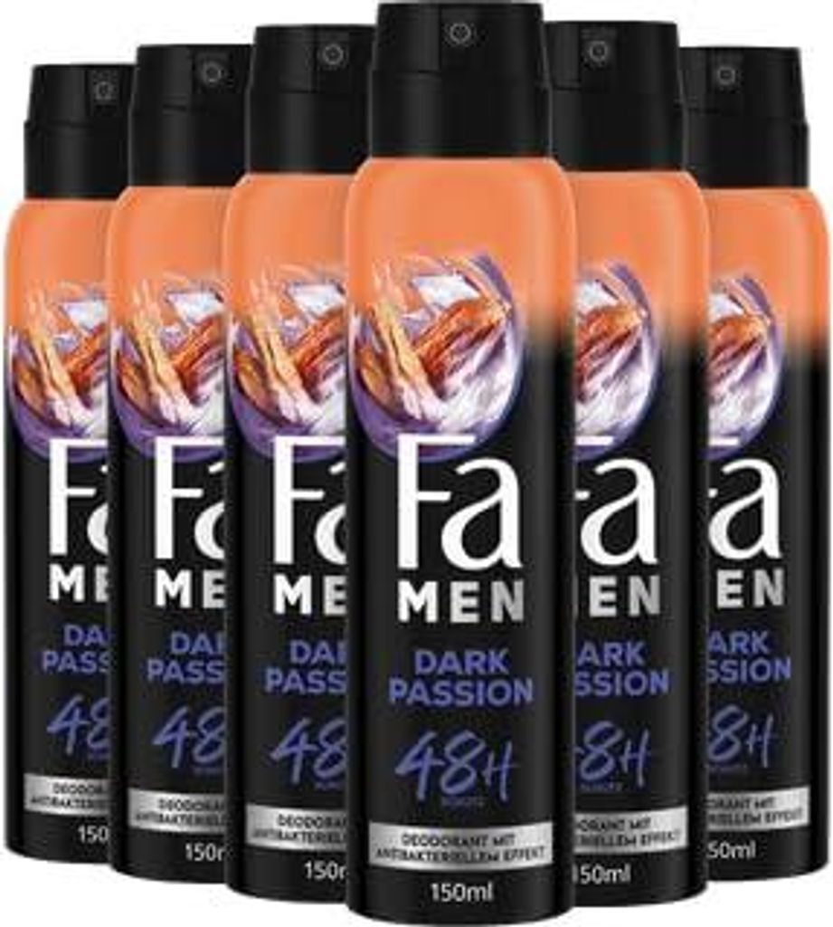 FA Deospray 150 ml Men Dark Passion, 6x 150 ml