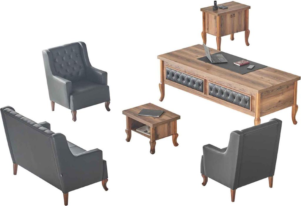 Schreibtisch Sofas Kommode Büroeinrichtung Klassisch Schwarz Braun Holz