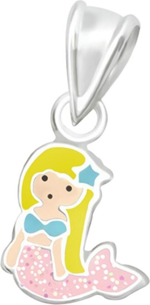 Kinderkette 925 Silber Kette: Glitzer Anhänger Halskette Produktbild 